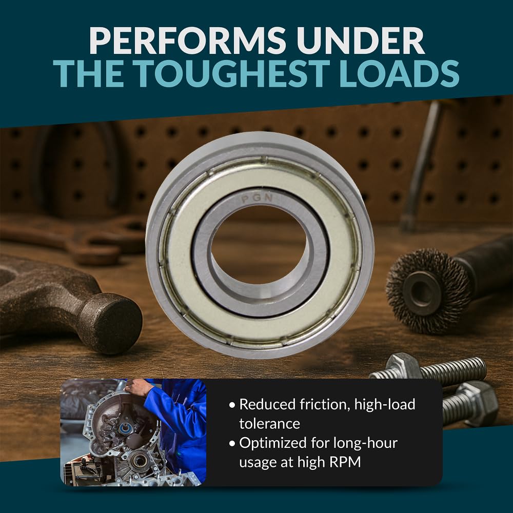 PGN (10 Pack) 6202-ZZ Bearing - Lubricated Chrome Steel Sealed Ball Bearing - 15x35x11mm Bearings with Metal Shield & High RPM Support