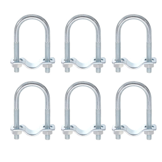 uxcell Round U-Bolts Pipe Clamp, 6pcs Fit 1-1/4"(32mm) to 1-1/4"(32mm) Double Pipe Clamp Pipe Buckle for Greenhouse Awning Frames Antenna Mast