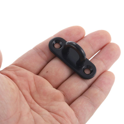 uxcell 4 Pcs Pad Eye Plate, 1.8 Inch 304 Stainless Steel Ceiling Hooks & Snap Hook Marine Hanging U Hook with Screws & Anchors for Securing Hanging, Black