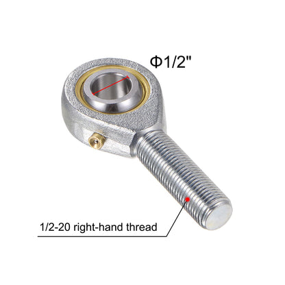 uxcell 2pcs POSB8 Male Rod End Bearing 1/2 Inch Bore and 1/2-20 Right Hand Thread, Self-Lubricating Joint Rod Ends, Includes Jam Nut