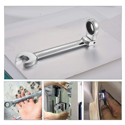 KATUR 24mm Ratcheting Wrench Set Flexible Pivoting Head Ratchet Combination Spanner Wrench Chrome Vanadium Steel Metric Tool (24mm)