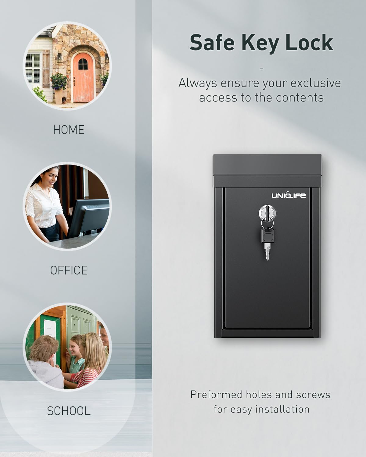Uniclife Key Drop Box for Outside, Metal Donation Box Collection Boxes with Key Lock, Safe Suggestion Boxes, Wall Mounted Mailbox with Top Slot, Steel Cash Drop Boxes for Home Office and Business