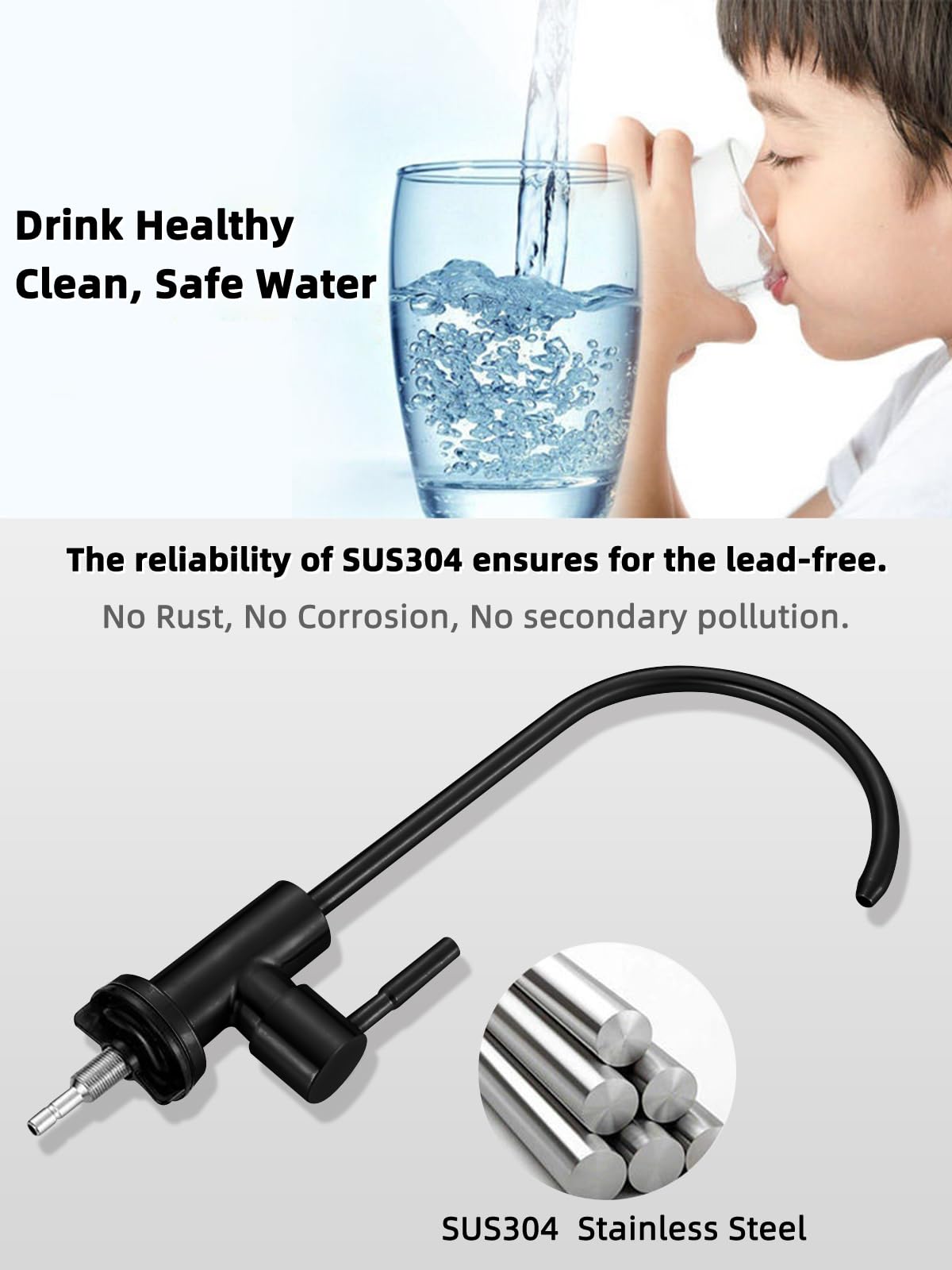 Bifordo Drinking Water Faucet Matte Black,Lead-Free Water Filter Faucet,Easy to Install Reverse Osmosis Faucet for Kitchen Bar Sink
