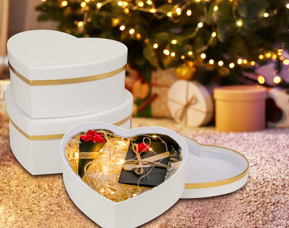 White Gift Boxes with Lids for Present Heart Shaped Flower Boxes for Arrangements Set of 4 Floral Gift Boxes for Bridesmaid, Proposal, Wedding, Birthday, Baby Showers
