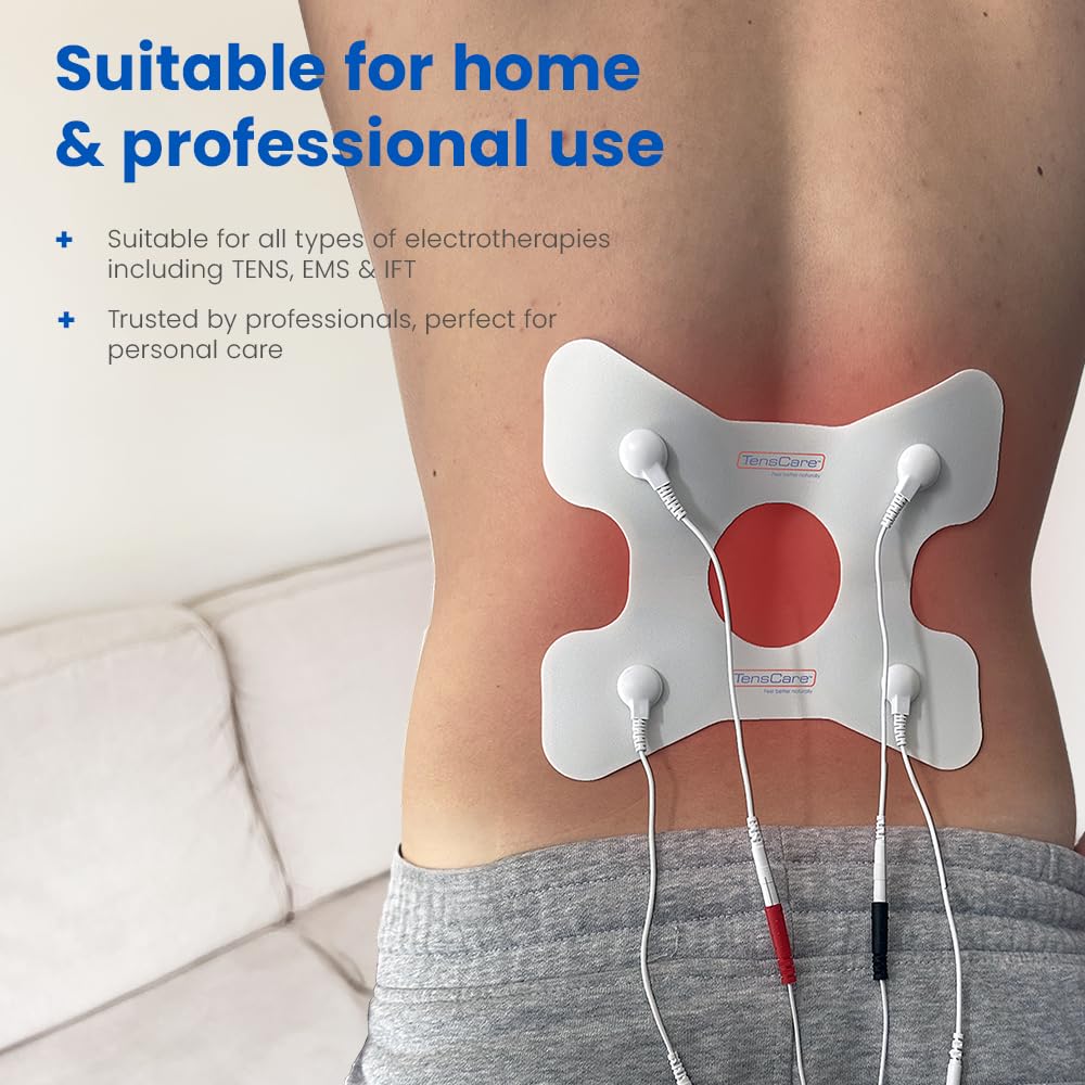 TensCare Ailment-Specific TENS & EMS Electrodes for Back Pain Relief – High-Performance Adhesive Hydrogel, Reusable Up to 20 Times, Universal Compatibility – Safe & Effective for Upper & Lower Back