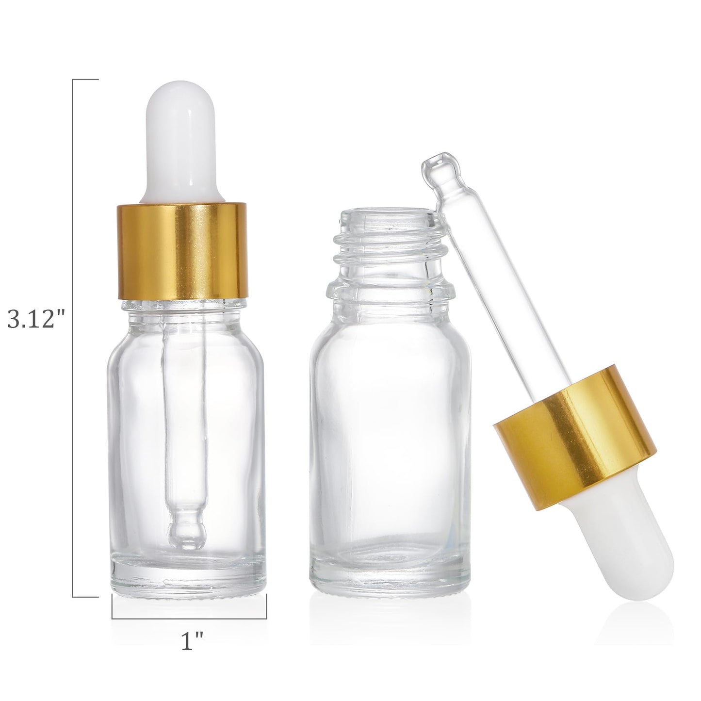 Kingrol 40 Pack 10ml Clear Glass Dropper Bottles, Tincture Bottle, Empty Bottle with dropper for Essential Oils, Perfumes, Aromatherapy