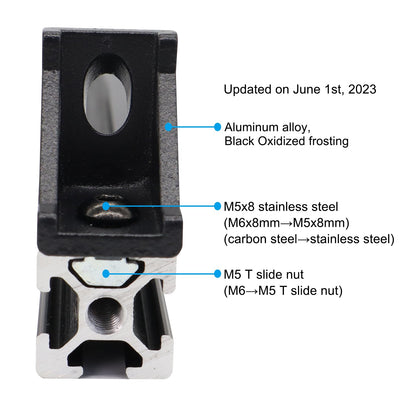 20Sets Black 2020 Series Aluminum Profile Connector Set, 20pcs Corner Bracket, 40pcs T Nuts and Hex Screw Bolt for 2020 Series Aluminum Rail Accessories