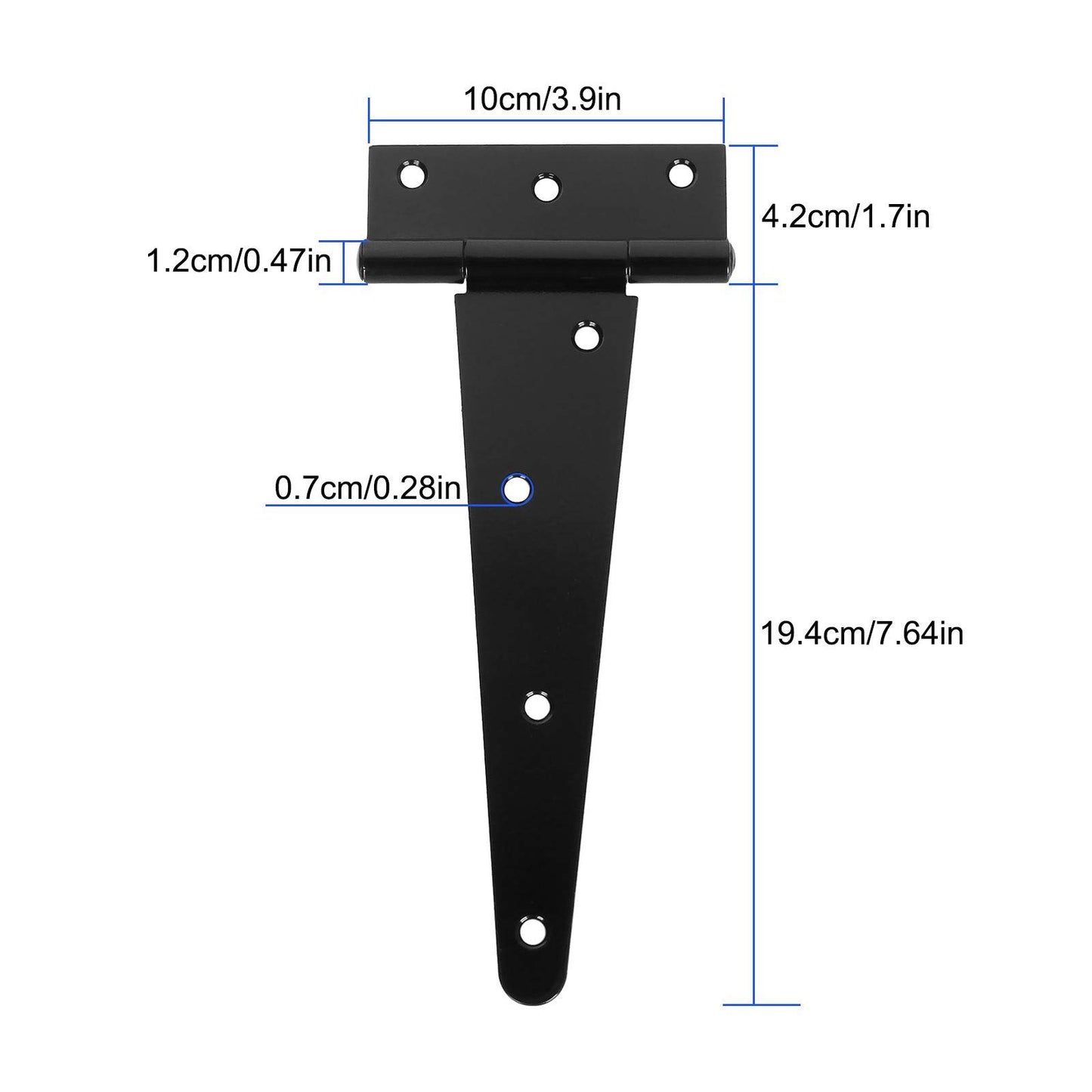 AConnet 6PCS T Strap Hinges 8 Inch Heavy Duty Gate Hinges Barn Door Hinges Shed Hinge Black Strap Hinge for Barn Door, Wooden Fences, Shed Door, Cabinet