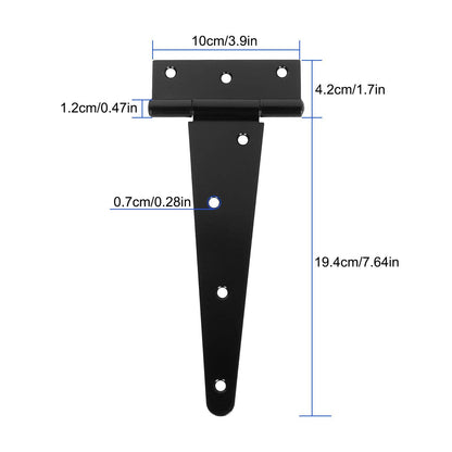 AConnet 6PCS T Strap Hinges 8 Inch Heavy Duty Gate Hinges Barn Door Hinges Shed Hinge Black Strap Hinge for Barn Door, Wooden Fences, Shed Door, Cabinet