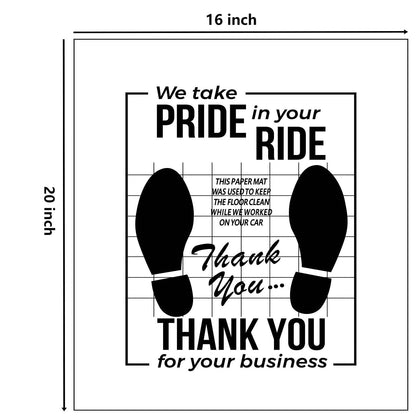 White Car Paper Floor Mats,50Pcs Vehicles Disposable Floor Pads,Temporary Cars Floor Protector,Automotive Mat Covers Protector,Detailing Detail Wash,Temporary Sticky 16x20inch