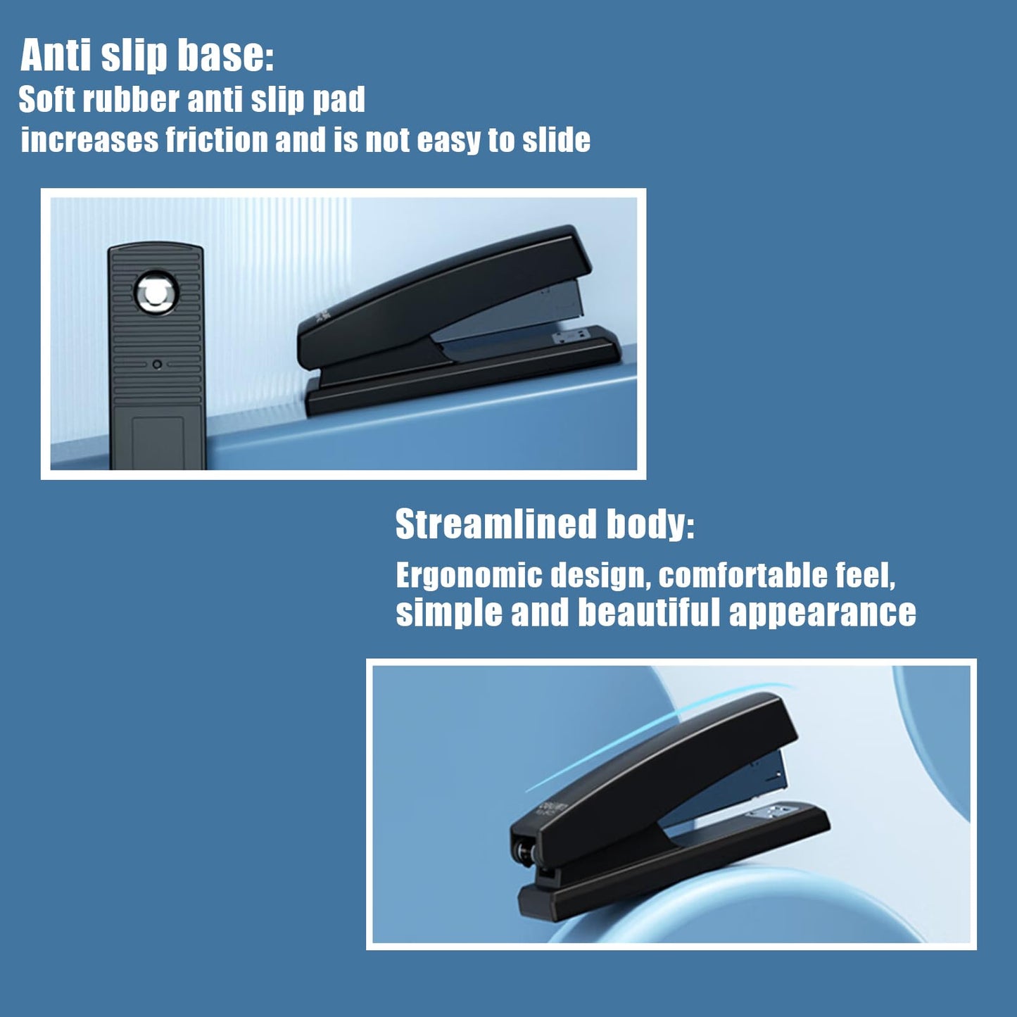 4-Piece Desktop Stapler with 1000 staplers, Black, Non Slip Base, ergonomically Designed, Suitable for Offices and classrooms