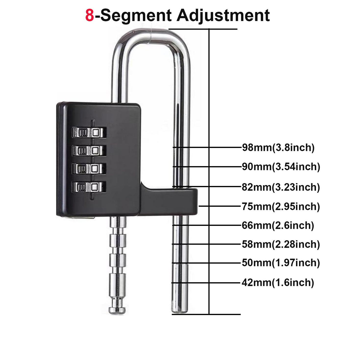 Cabinet Lock,Combination Padlock,U Shaped Padlock,Stainless Steel Gym Locker Lock Code Long Adjustable Shackle Lock for Outdoor, School, Gym, Sports lockers, Fences (black-2pcs)