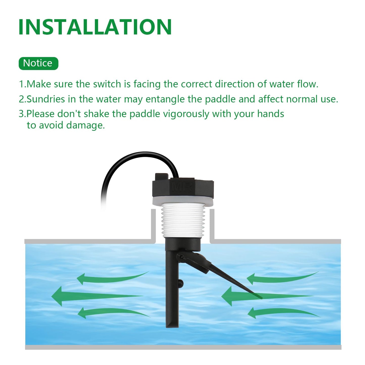 Wengart GLX-FLO-RP Flow Switch Compatible with Hayward Goldline Salt Systems,High-Sensitivity Paddle for Variable Speed Pumps,15ft Winter-Rated Reinforced Cable,Direct Replacement for AquaRite