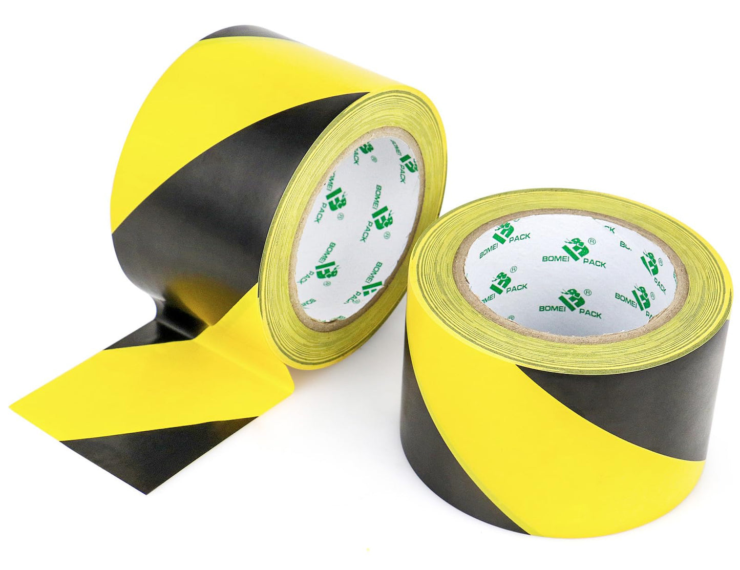BOMEI PACK Black and Yellow Safety Tape, Floor Hazard Marking Tape for Caution and Warning, 2Rolls 3inch x 36 yds x 5.9mil