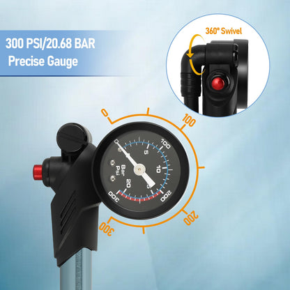 Shock Pump with 300psi High Pressure Air Portable Mini for Front Fork Rear Suspension Motorcycle, for Bike Motorcycle Lovers