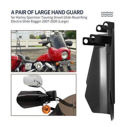 Vkinman 1 Pair Large Motorcycle Handguards Coffin Cut Hand guards Fit for 2007-2020 Harley Davidson Touring Sportster Dyna