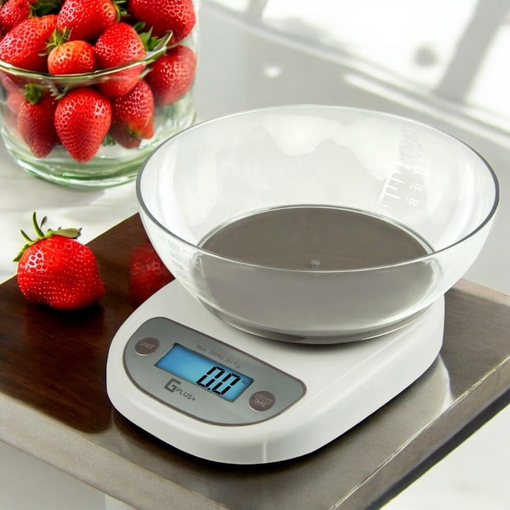Digital Kitchen Scale with Removable Bowl, 5000g/11lb Capacity, 0.1oz Accuracy, Cooking/Baking/Weight Loss, 2 Modes, Tare Feature - Batteries Included
