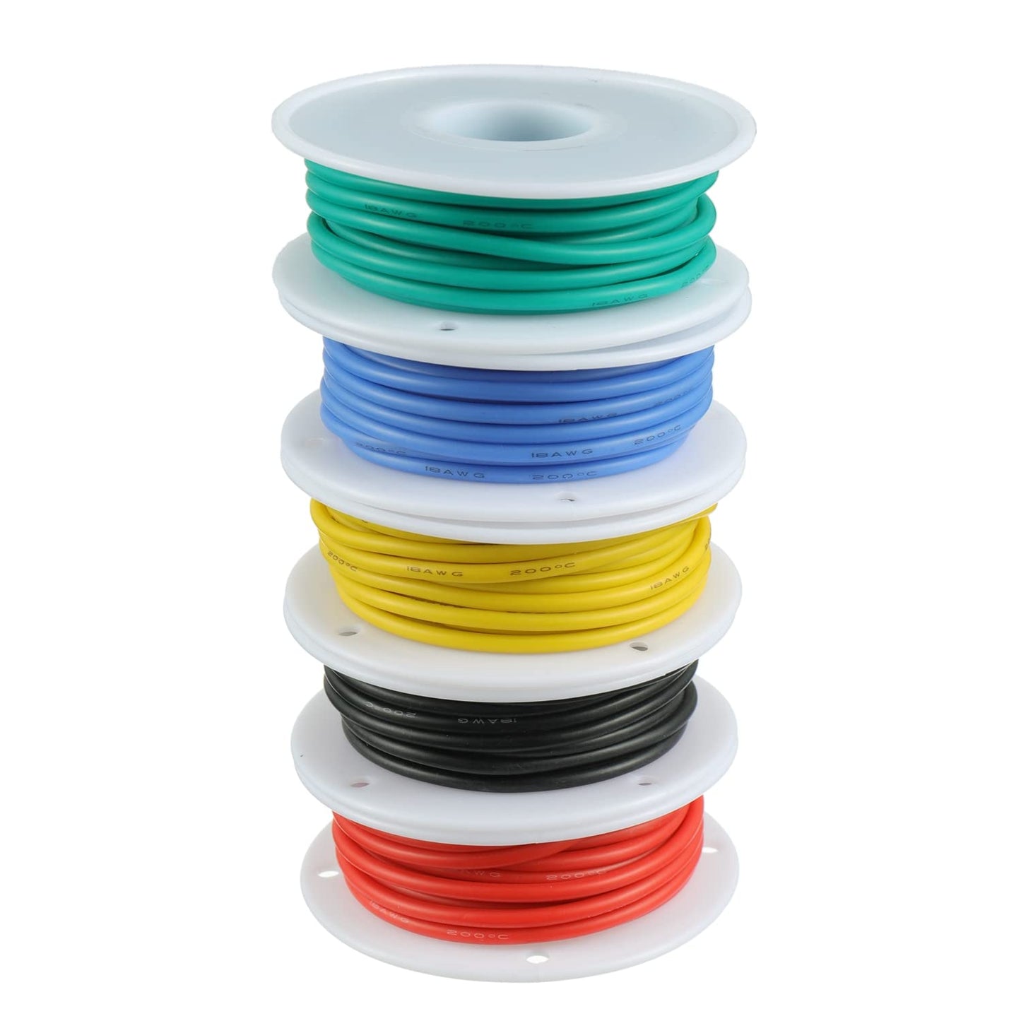 BOJACK 18 AWG Flexible Silicone Wire Electric Wire Hook up Wire Kit 300V Cables with Plus 20 φ3mm Heat Shrink Tubings and a Mini Wire Stripper(5 Colors 16.4Ft Each Color, 18AWG
