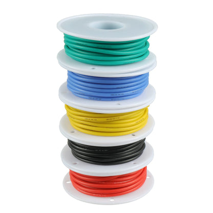 BOJACK 18 AWG Flexible Silicone Wire Electric Wire Hook up Wire Kit 300V Cables with Plus 20 φ3mm Heat Shrink Tubings and a Mini Wire Stripper(5 Colors 16.4Ft Each Color, 18AWG