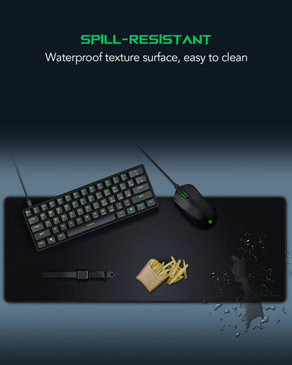 Black Shark Large Mouse Pad Gaming (31.5”x11.8”x0.15”) Desk Mat Mousepad Superfine Fiber Surface Smooth, Non-Slip Rubber Base Desk Pad for Gamers, Office, Black, Manta P2