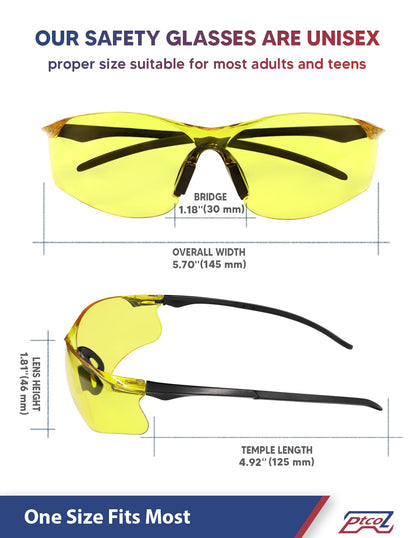 Safety Glasses 12 Pack Amber Tinted: ANSI Z87.1 Certified Anti-Scratch Polycarbonate Lens UV Protection for Construction & Cycling, Woodworking & Lab Lightweight Sofety Nose Pad Unisex