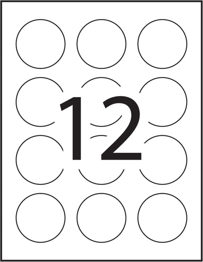 Avery 2" Inch Round Labels, Glossy White, Permanent, 120 Labels, Inkjet/Laser (22807) Made in Canada