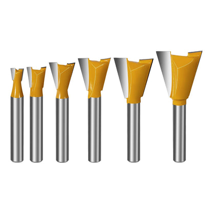 Vearter 6PCS Dovetail Router Bit Set 1/4 Inch Shank, 1/4" 3/8" 1/2" 5/8" 3/4" 7/8'' Dia Carbide Router Bits for Woodworking, Wood Milling Cutter Tool for Making Boxes Drawers Chests, Fine Casework