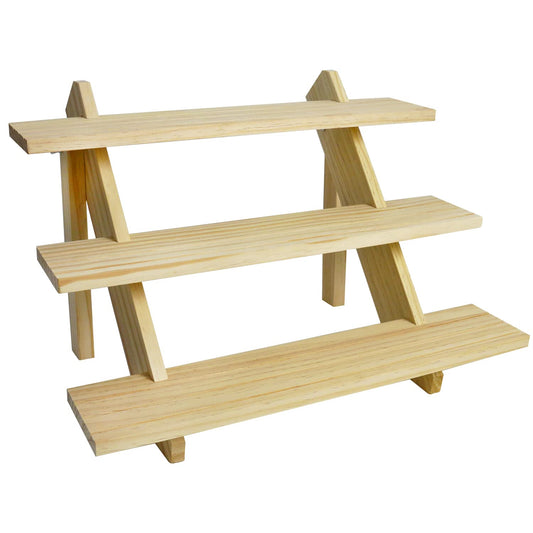 Auroal 3 Tier Earring Display Stands For Selling, Retail Display Riser Earring, Ring Holder Stand, Removable Countertop Small Merchandise Display Stand, for Figures,Cupcake, Photo (Wood color)