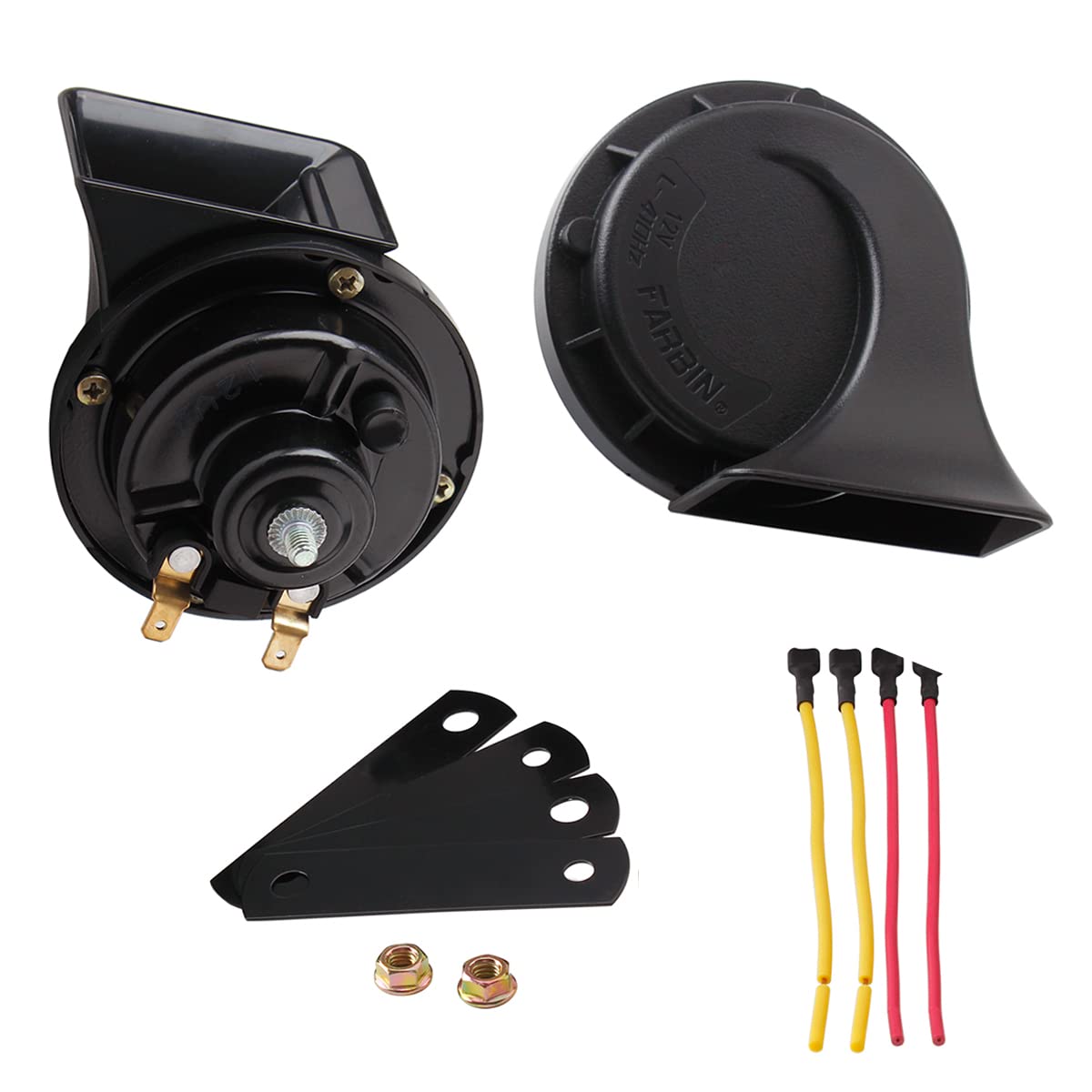Car Horn, banhao Motorcycle Horn Loud Truck Horn Train Horns Waterproof High Low Tone Universal Fit Super Loud Electric Snail Horn 12V Horn Kit Replacement Car Horns