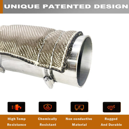 DEGEOBERLIN Titanium Pipe Heat Shield 6" x 12" Exhaust Heat Shield Motorcycle Heat Guard Cover Wrap with 3 PCS Stainless Steel Clamps