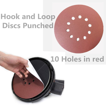 9 Inch 10 Holes Sanding Discs Set,225mm Sanding Disc, P60/80/120/150/240/320 Grit,Grinding Wheels Diameter 225mm,red Punched.for Drywall Sander Sanding Pads,Hook and Loop Sandpaper – 30 Pack