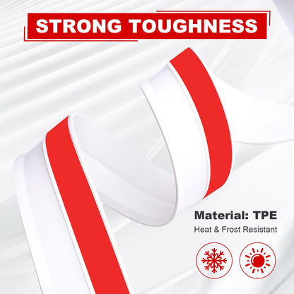 Storystore Garage Door Seal Top and Sides, 26 FT TPE Universal Garage Door Weather Stripping Side Seal, Self Adhesive Soft and Hard Composite Weatherproofing with Nails, White