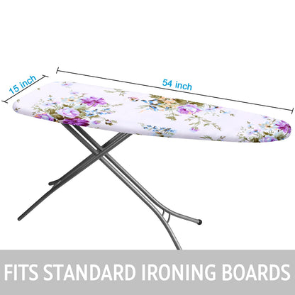 Rerrmico Ironing Board Cover and Pad 15x54 Inch Standard Ironing Board Cover with Elastic Edge and Hook and Loop Fasteners Scorch and Stain Resistant Cotton Ironing Covers with Thick Padding