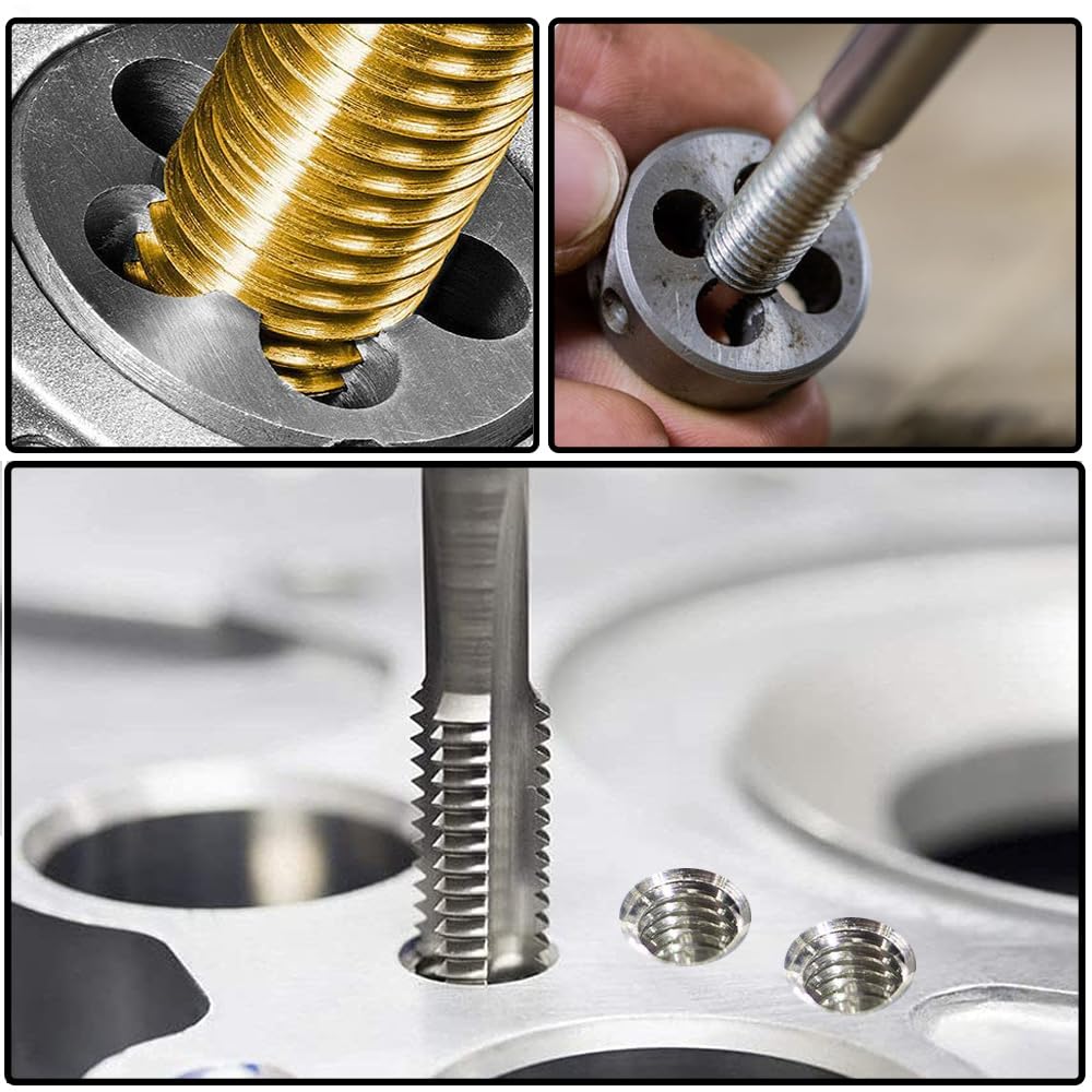 Saipor M20 X 1.5 Metric Tap and Die Set M20 X 1.5mm HSS Straight Fluted Machine Thread Right Hand Screw Tap and Round Threading Die