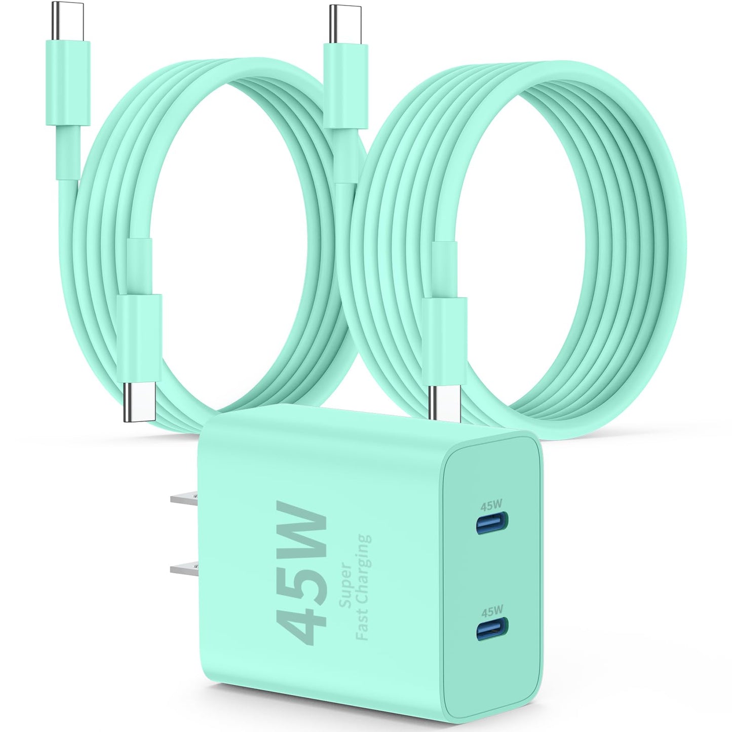 QZIIW i Phone 16 15 Charger Fast Charging, 45W Dual Port USB C Fast Charger Block & Extra Long 60W 3FT+ 6 FT USB C Cable - PD Quick Adapter 3.0 for i Phone 16 15 Pro Max/16 15Pro/16 15 Plus.Samsung