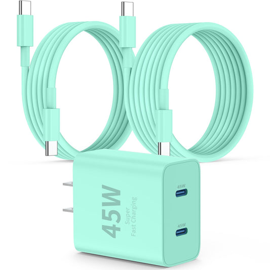 QZIIW i Phone 16 15 Charger Fast Charging, 45W Dual Port USB C Fast Charger Block & Extra Long 60W 3FT+ 6 FT USB C Cable - PD Quick Adapter 3.0 for i Phone 16 15 Pro Max/16 15Pro/16 15 Plus.Samsung