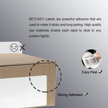 BETCKEY - 4" x 2.5" (102 mm x 64 mm) Shipping & Multipurpose Labels Compatible with Zebra & Rollo Label Printer,Premium Adhesive & Perforated [2 Rolls, 1240 Labels]