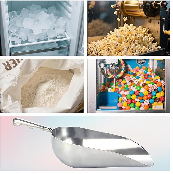 38oz Aluminum Alloy Ice Scoop, Metal Kitchen Food Scoop for Candy, Flour, Sugar, Coffee Bean, Pet Food