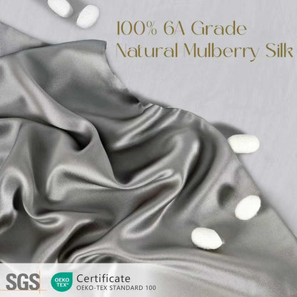 ZIMASILK 100% Mulberry Silk Pillowcase for Hair and Skin, with Hidden Zipper, Both Sides 19 Momme Pure Silk, 1pc(Queen 20''x30'',Dark Grey)