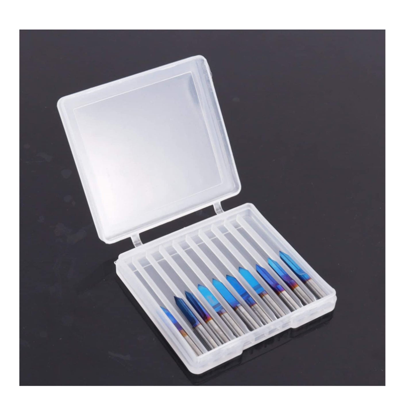 10pcs 30°& 60°Engraving Bits 1/8" Shank Nano Blue Coat Solid Carbide CNC Wood Carving Bits for 2D&3D Sculpture Signmaking