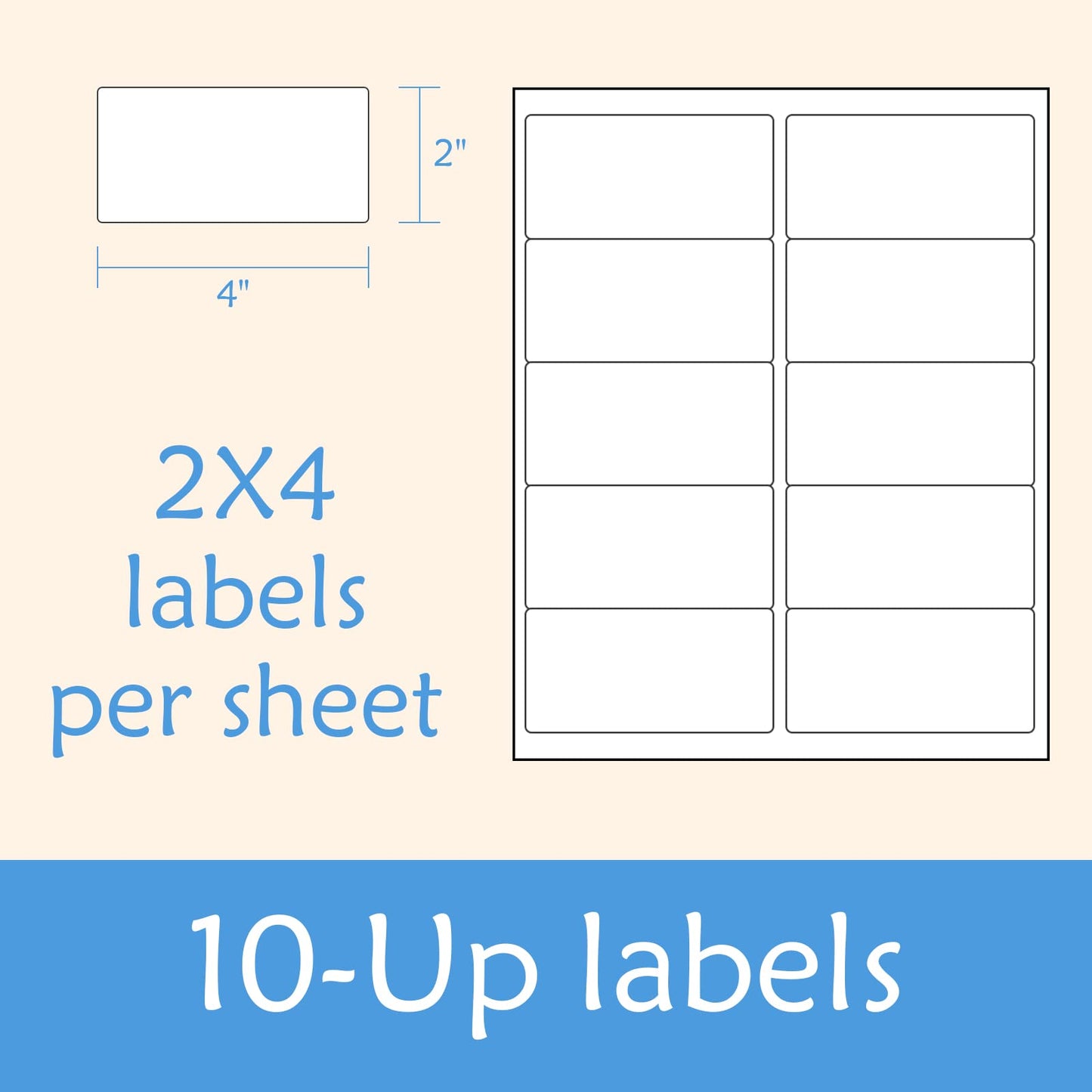 BESTIKER 2” x 4” Shipping Labels 2000 Address Labels Printable, White Sticker Label Sheets for Laser Inkjet Printers (10 Labels/Sheet, 200 Sheets)