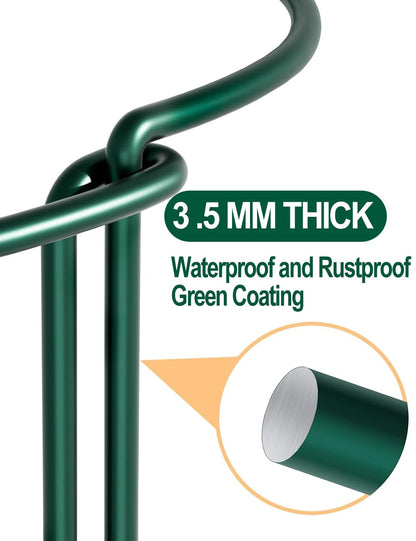 10Pack 40×25cm Plant Support Stakes With 50m Plant Ties, Metal Garden Plant Stakes Half Round Indoor Outdoor Support Ring Cage for Peonies Monstera Hydrangeas Roses Vegetables Tomatoes Tulips Lavender