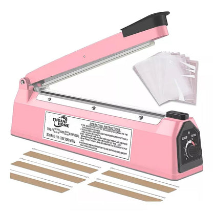 Compact 8-inch Manual Impulse Sealer for Plastic Bags, Quick-Seal Impulse Bag Sealing Machine for PE & PP Plastic with Replacement Kit