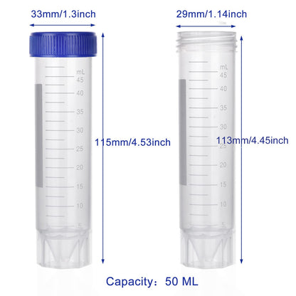 ESHATO 50 Pack Sterile Centrifuge Tubes, 50ML Polypropylene Self-Standing Test Tubes with Leak-Proof Screw Caps, Graduated and Write Marks, Conical Tubes, DNase/RNase Free, Human DNA-Free