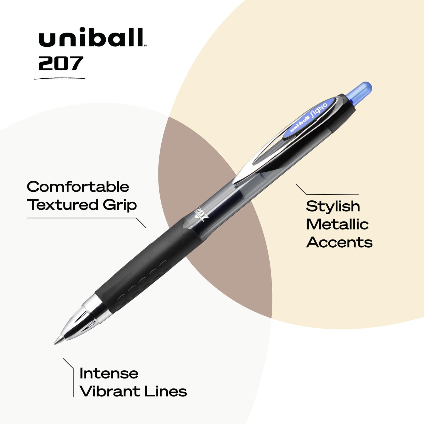 Uni-Ball-33951 UB 207 Gel RT Pen OS 0.7mm 12 Pack Blue