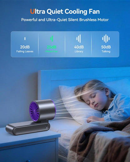 Portable Handheld Turbo Fan with Ice Cooler, 199 Speed Personal Fan,5500mAh Rechargeable,20H Cooling Time,20000 RPM Powerful Silent Motor, Summer Essential for Travel/Outdoor/Office, Grey Purple