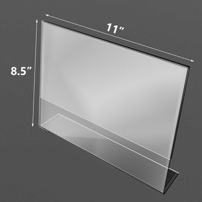 DEZEQO Clear Acrylic Desktop Display Sign Holder,11 x 8.5 Acrylic Slant Back Sign Holder Stand, Perfect for Showcasing Advertisements and Signs,6 Pack