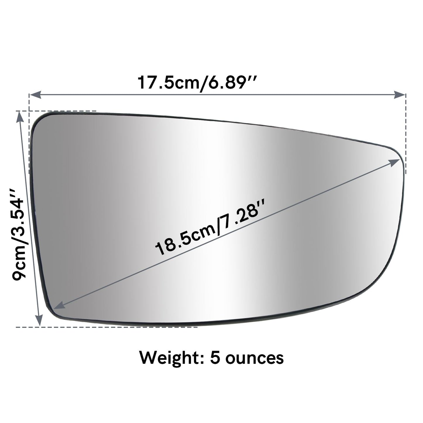 Algrix Passenger Side Lower Mirror Glass Replacement for Ford Transit 150 250 350 MK8 from 2014 to 2025, Right Towing Mirrors Convex Chromed Glass with Rear Mounting Backplate, Replaces BK3Z17K707A