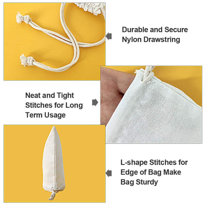 SumDirect 20Pcs Cotton Muslin Bags,White Large lightweight Gift Bags Breathable Pouches with Drawstring Reusable Packing Storage Bags for Wedding, Party, Birthday (15x20cm)
