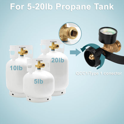 SHINESTAR Upgraded Propane Tank Gauge for 5-20 lb Propane Tank with QCC1 Connection, Accurate Gas Level Indicator, Perfect for BBQ and RV Camper, Easy to Install, 100% Solid Brass (2-Pack)